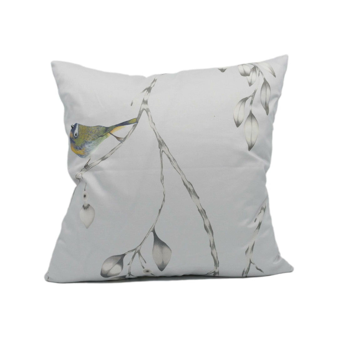 Harlequin - Iyanu - Mist / Linden - Graceful Floral Willow Branches and Birds Cushion Cover - Handmade Throw Pillow - Designer Home Décor.