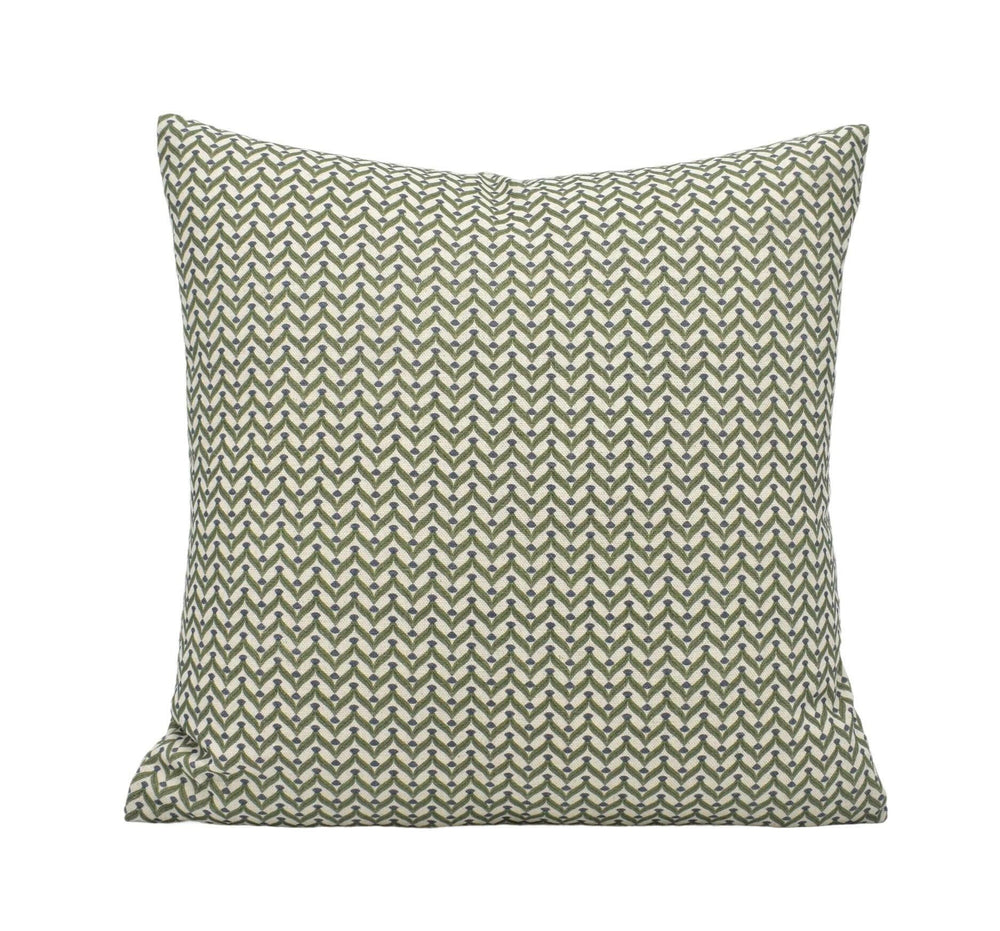 Ashley Wilde - Galatzo - Olive - Small Scale Stylised Herringbone Pattern Cushion Cover - Green Zig Zag Pillow Cover - Modern Geometric.