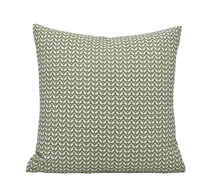 Ashley Wilde - Galatzo - Olive - Small Scale Stylised Herringbone Pattern Cushion Cover - Green Zig Zag Pillow Cover - Modern Geometric.