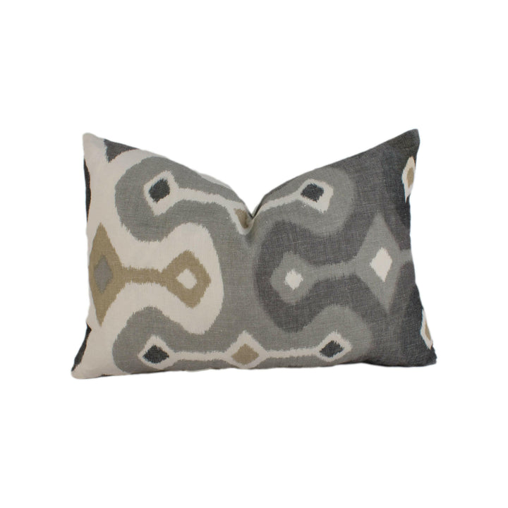 Martyn Lawrence Bullard x Schumacher - Darya Ikat - Stone - Authentic Ikat Designer Cushion Cover - Handmade Throw Pillow - Luxury Home.