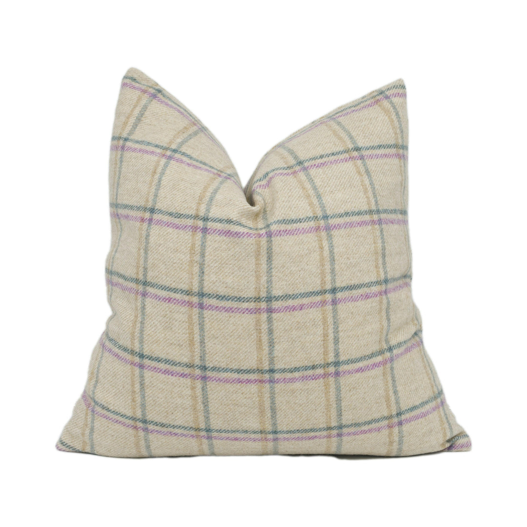 Abraham Moon - Duisdale - Lilac- 100% Wool Cushion Cover - Designer Plaid Pillow Cover - Handmade Custom Abraham Moon Pillow.