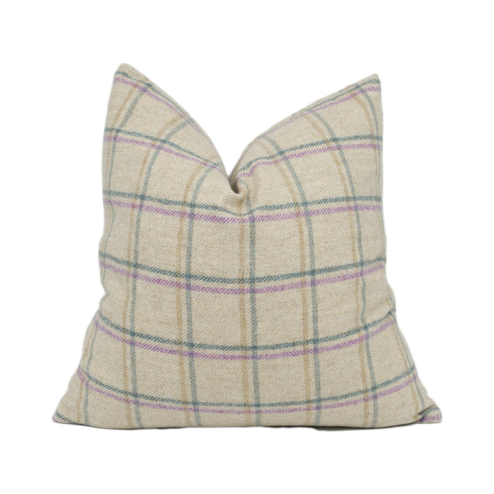 Abraham Moon - Duisdale - Lilac- 100% Wool Cushion Cover - Designer Plaid Pillow Cover - Handmade Custom Abraham Moon Pillow.