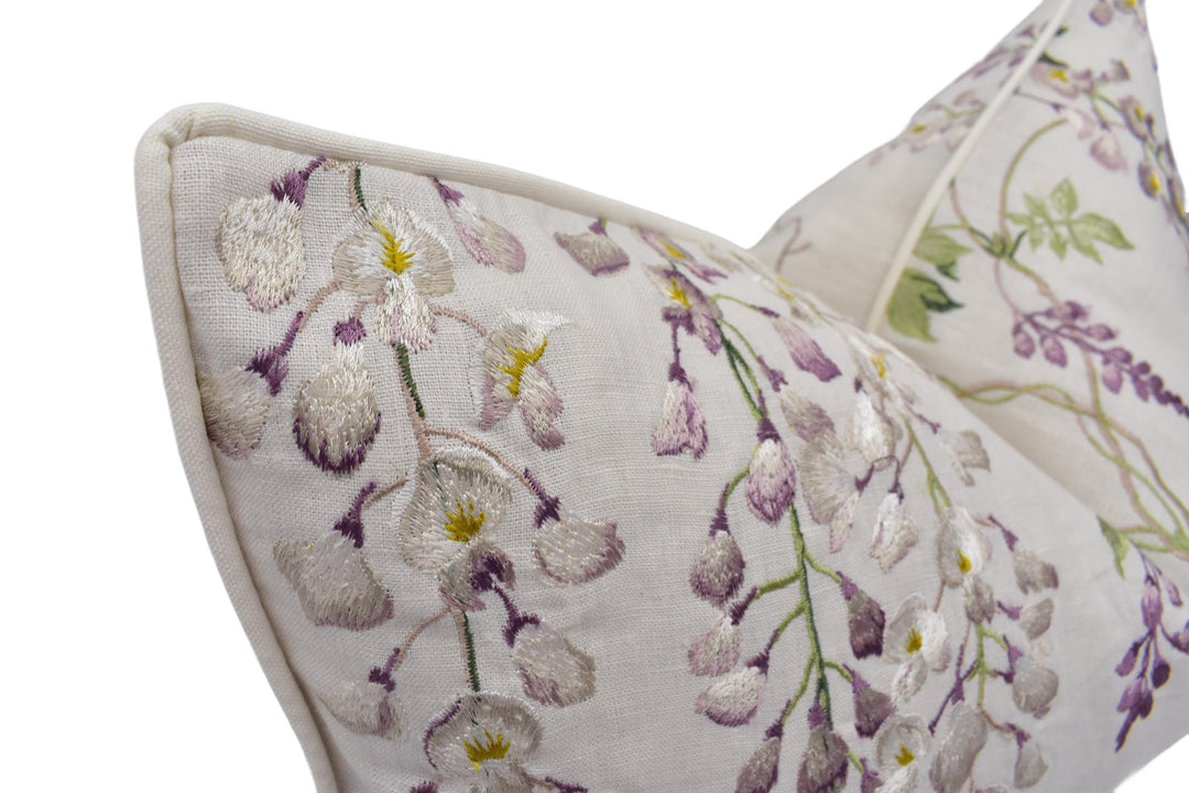 a close up of a pillow on a white background