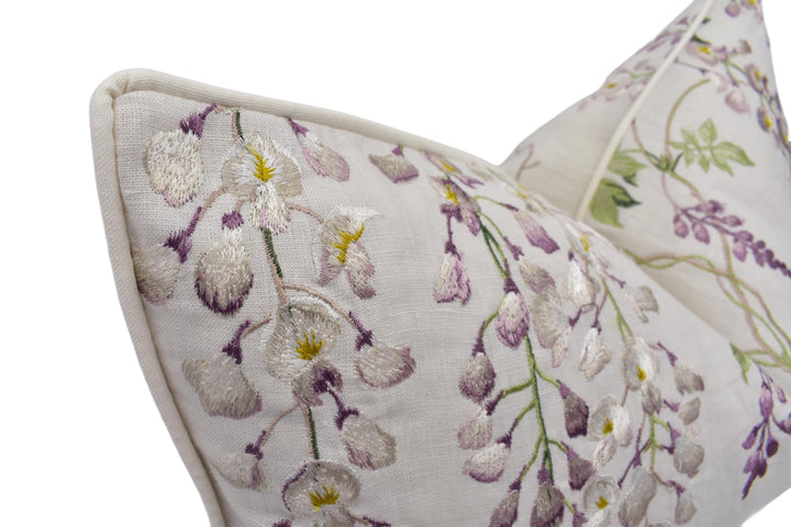 a close up of a pillow on a white background