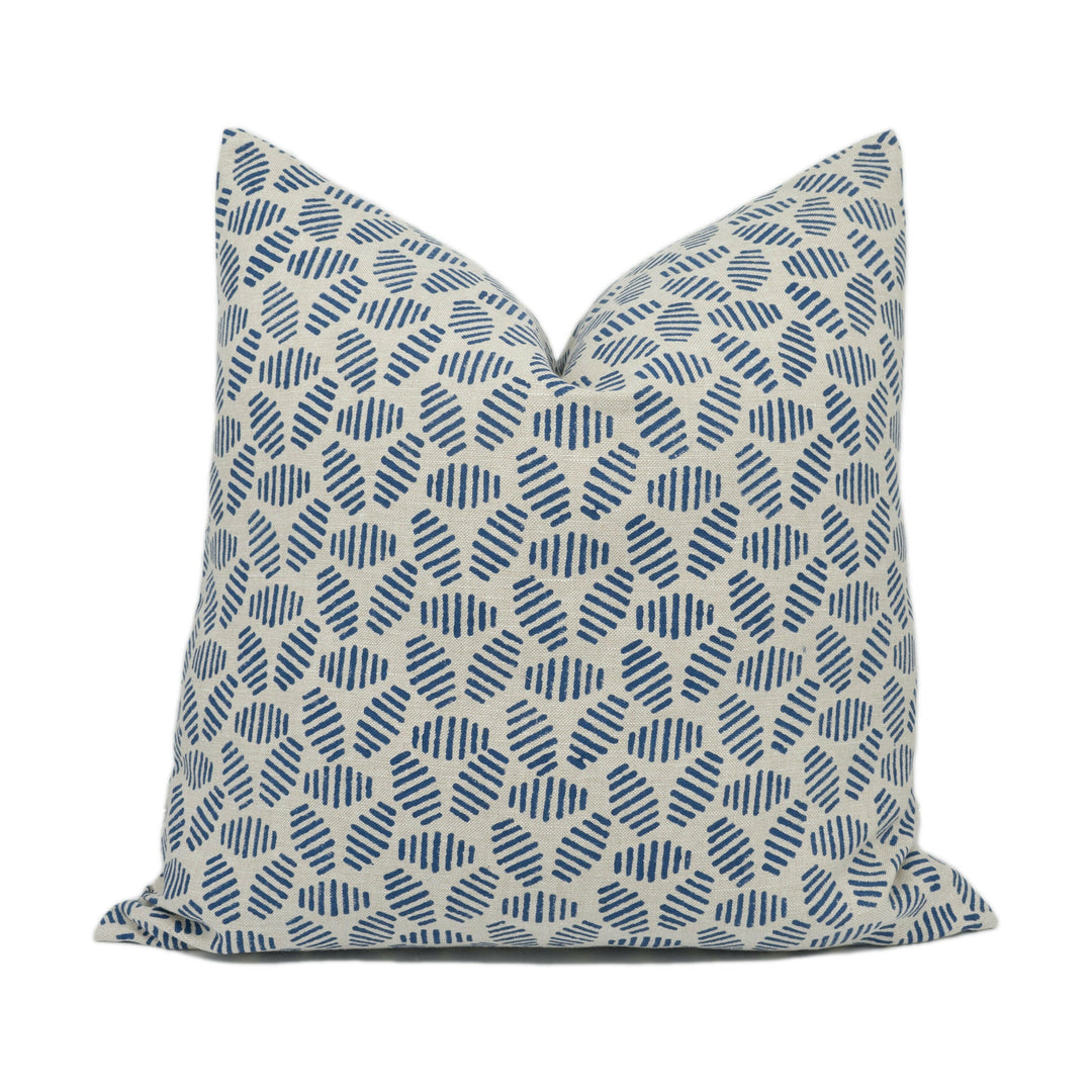 GP & J Baker - Bumble Bee - Indigo - Artisanal Hand Block Graphic Geometric Cushion Cover - Handmade Throw Pillow - Designer Home Décor.