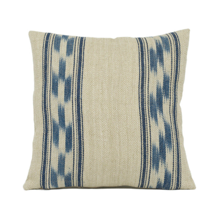 Schumacher - Mojave Ikat Stripe - Indigo - Artisanal Woven Jute Cushion Cover - Handmade Throw Pillow - Designer Home Décor.