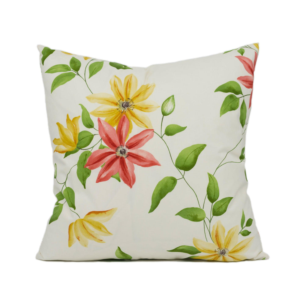 Sanderson - Wisley - Strawberry / Cream - Watercolour Trailing Floral Clematis Cushion Cover - Handmade Throw Pillow - Designer Home Décor.