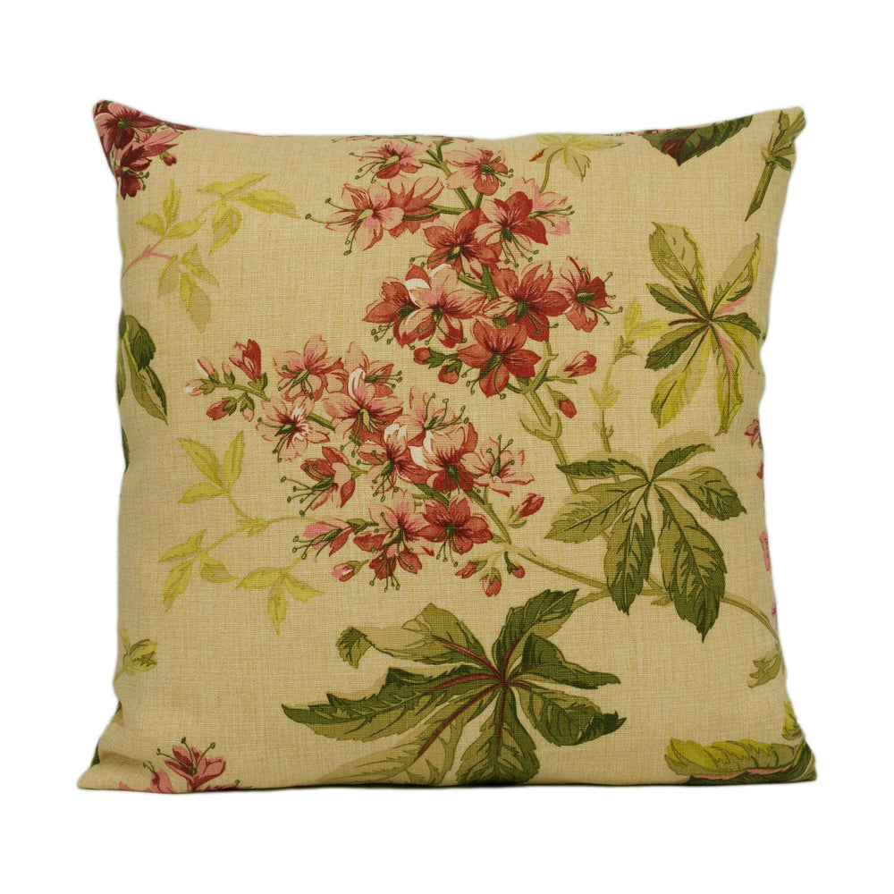 Sanderson - Pavia - Ruby / Emerald - Classic Horse Chestnut Floral Cushion Cover- Handmade Throw Pillow - Designer Home Décor.