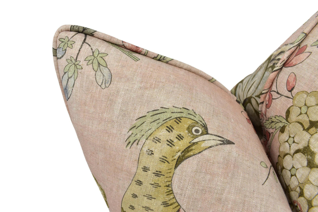 Anna French x Thibaut - Villeneuve - Blush - Antique Avant Garde Bird Designer Cushion Cover - Luxury Throw Pillow - Handmade Home Decor.