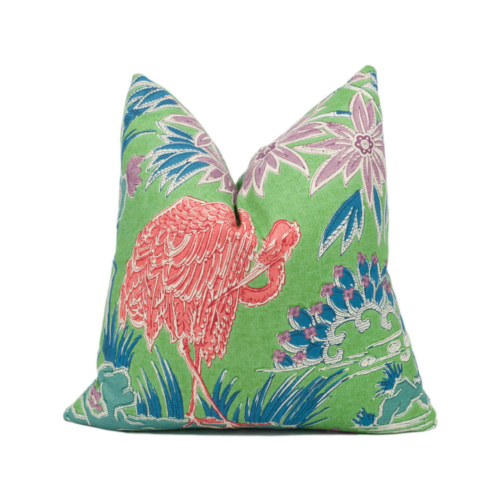 Jim Thompson - Malay - Parrot Green - Colourful Bright Exotic Garden Floral Cushion Cover - Handmade Throw Pillow - Designer Home Décor.