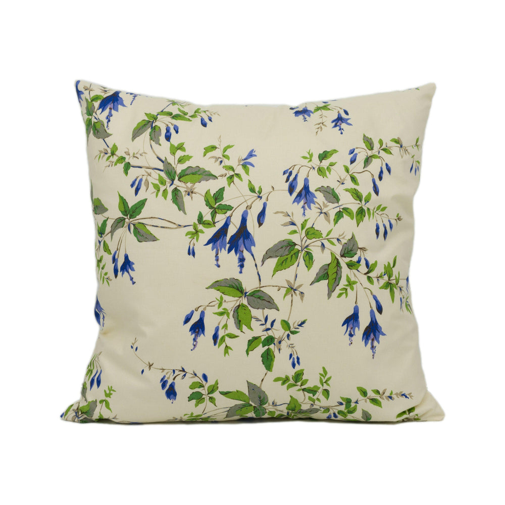 Colefax and Fowler - Fuchsia Chintz - Blue - Graceful Delicate Floral Designer Cushion Cover - Handmade Throw Pillow - Luxury Home Décor.