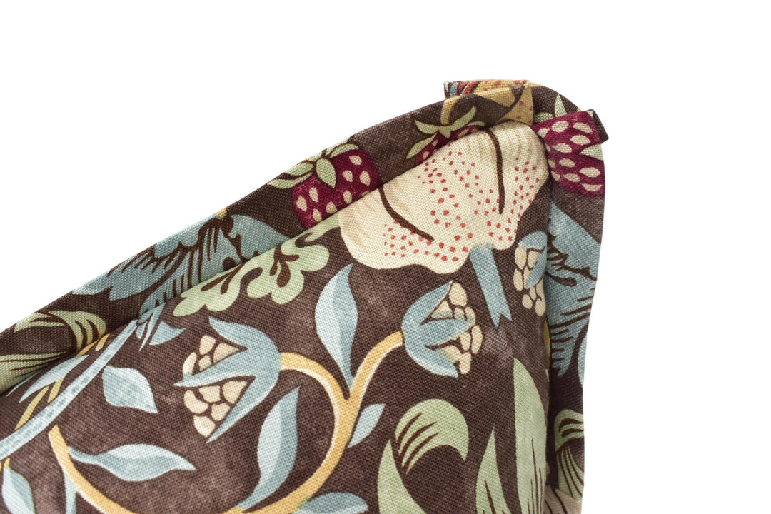 William Morris - Strawberry Thief - Chocolate / Slate - Stunning Iconic Morris Designer Cushion Cover Floral Butterfly Flange Pillow Cover.