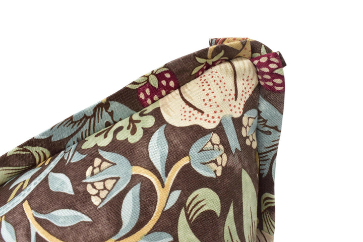 William Morris - Strawberry Thief - Chocolate / Slate - Stunning Iconic Morris Designer Cushion Cover Floral Butterfly Flange Pillow Cover.