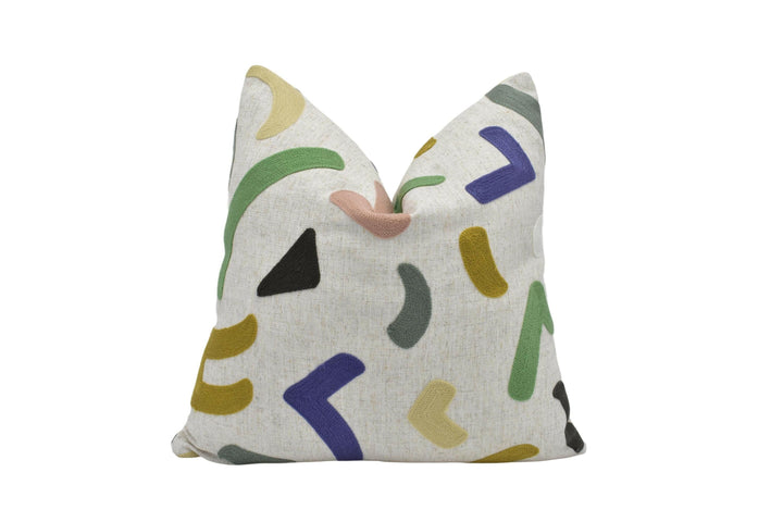 Camengo - Kaolin - Purple - Beautifully Simplistic Embroidered Curves Designer Cushion Cover - Luxury Throw Pillow - Handmade Home Decor.