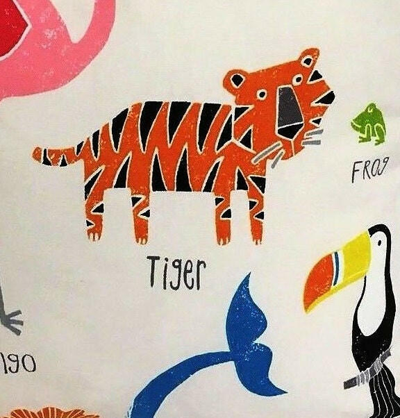 Scion Fabric - Animal Magic - Tutti Frutti / Chalk - Cute Zoo Animal Cushion Cover - Perfect For Children&