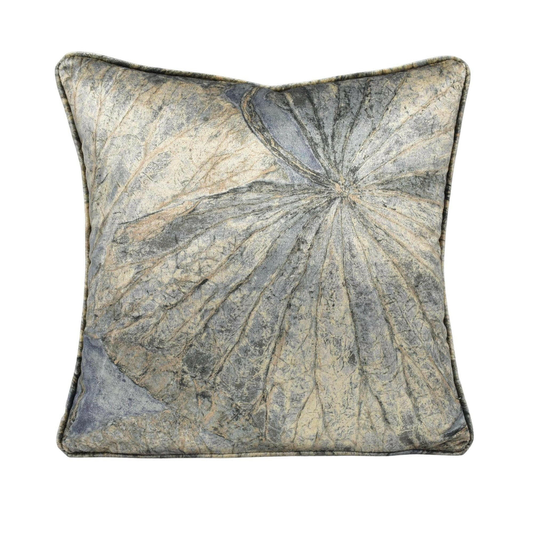 Zoffany - Taisho - Fossil - Lavish Lotus Leaf Velvet Designer Cushion Cover - Luxury Modern Throw Pillow - Handmade High End Home Decor.