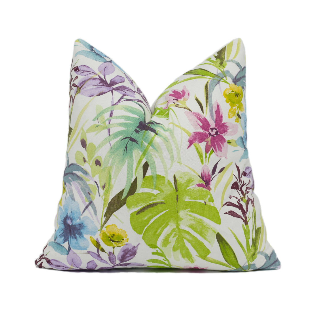 Fryetts - Funchal - Summer - Bright Colourful Painterly Tropical Floral Cushion Cover - Handmade Throw Pillow - Designer Home Décor.