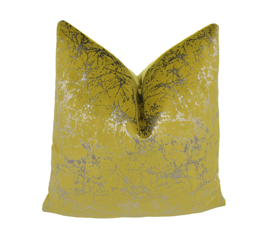 Kai - Glacier - Citrine - Velvet Cushion Cover Throw Pillow Designers Home Decor.