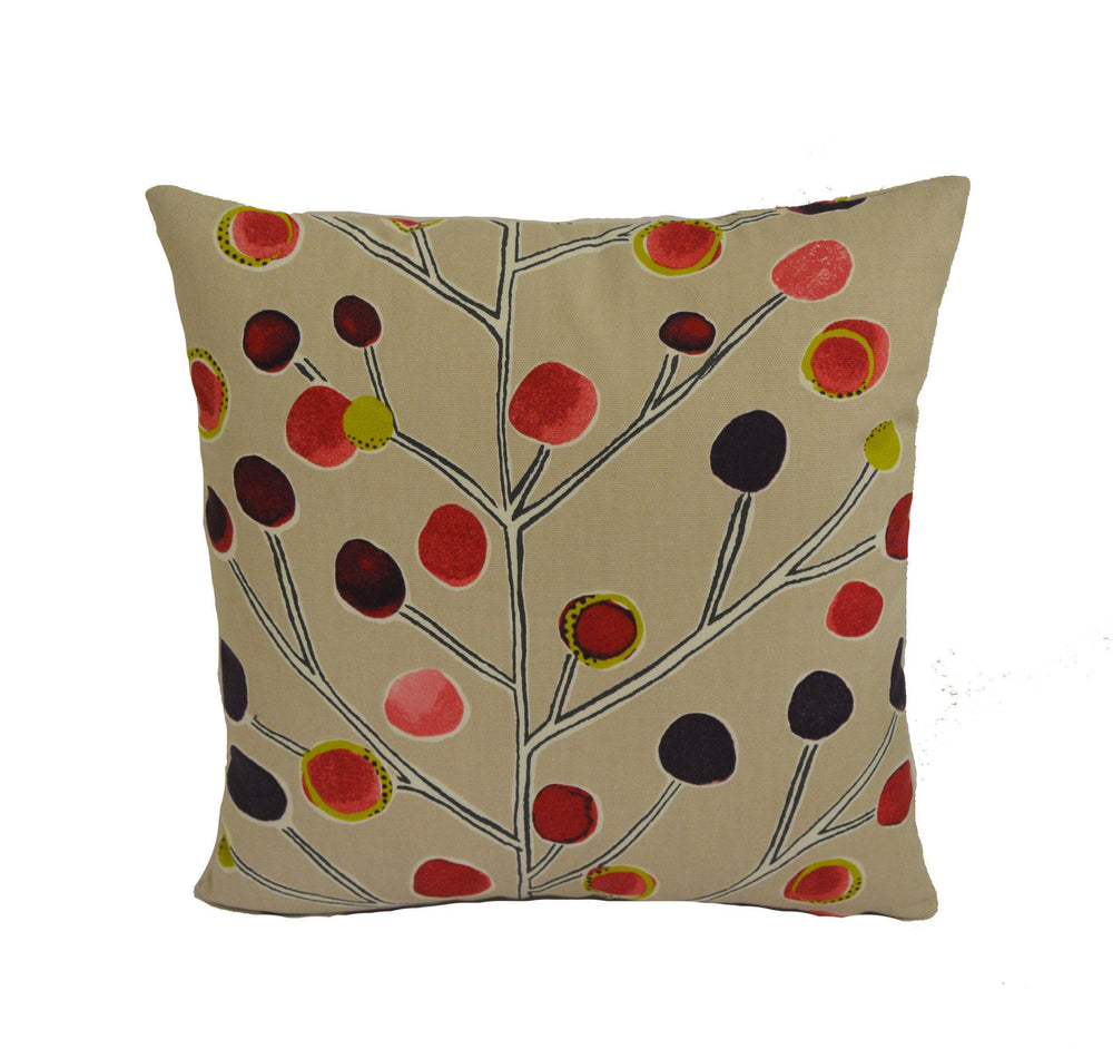 Scion - Berry Tree - Mink / Plum / Berry / Lime - Artistic Colourful Tree Cushion Cover - Handmade Throw Pillow Designer Home Decor.