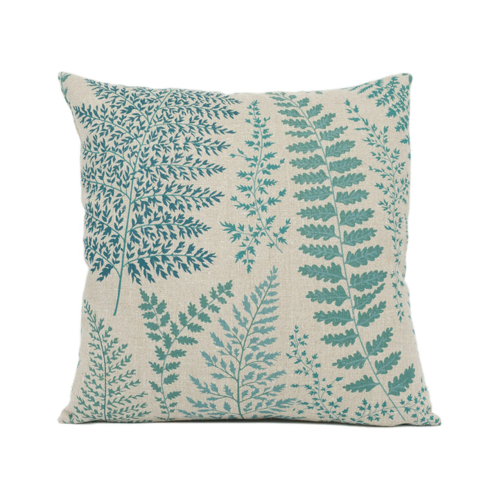 Chivasso - Botanical Garden - Teal - Lush Fern Rustic Flora Cushion Cover - Handmade Throw Pillow - Designer Home Décor.