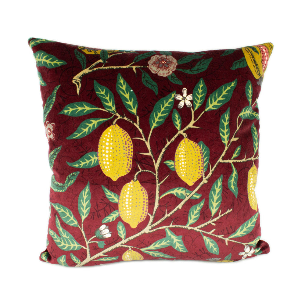 William Morris - Fruit Velvet - Madder / Bayleaf - Cushion Cover Throw Pillow Designer Home Decor.