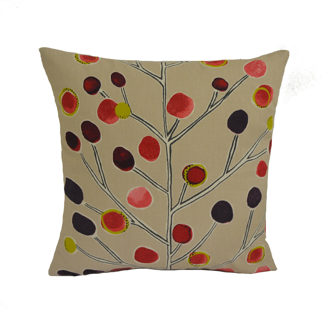 Scion - Berry Tree - Mink / Plum / Berry / Lime - Artistic Colourful Tree Cushion Cover - Handmade Throw Pillow Designer Home Decor.