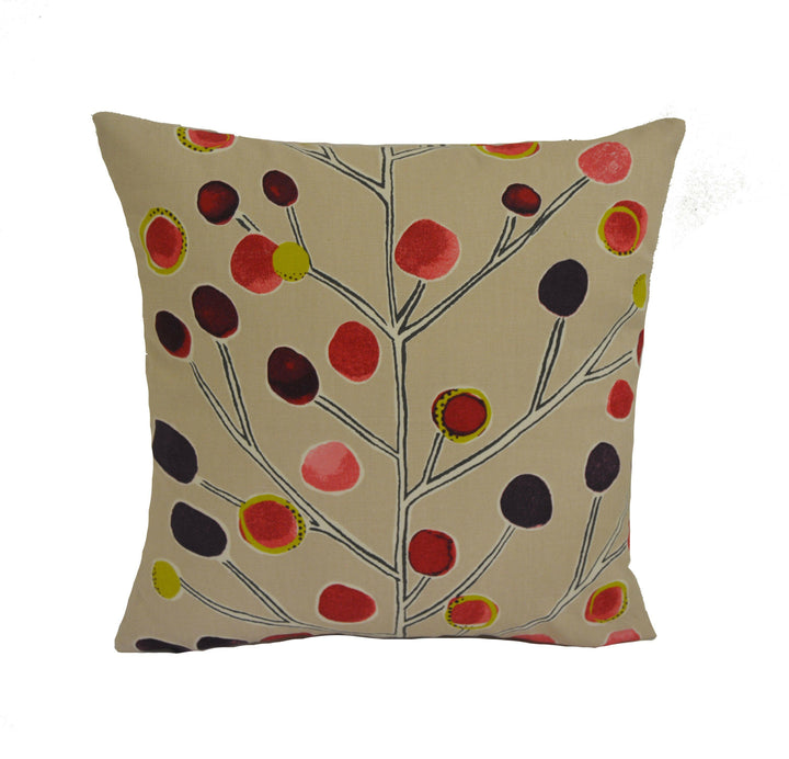 Scion - Berry Tree - Mink / Plum / Berry / Lime - Artistic Colourful Tree Cushion Cover - Handmade Throw Pillow Designer Home Decor.