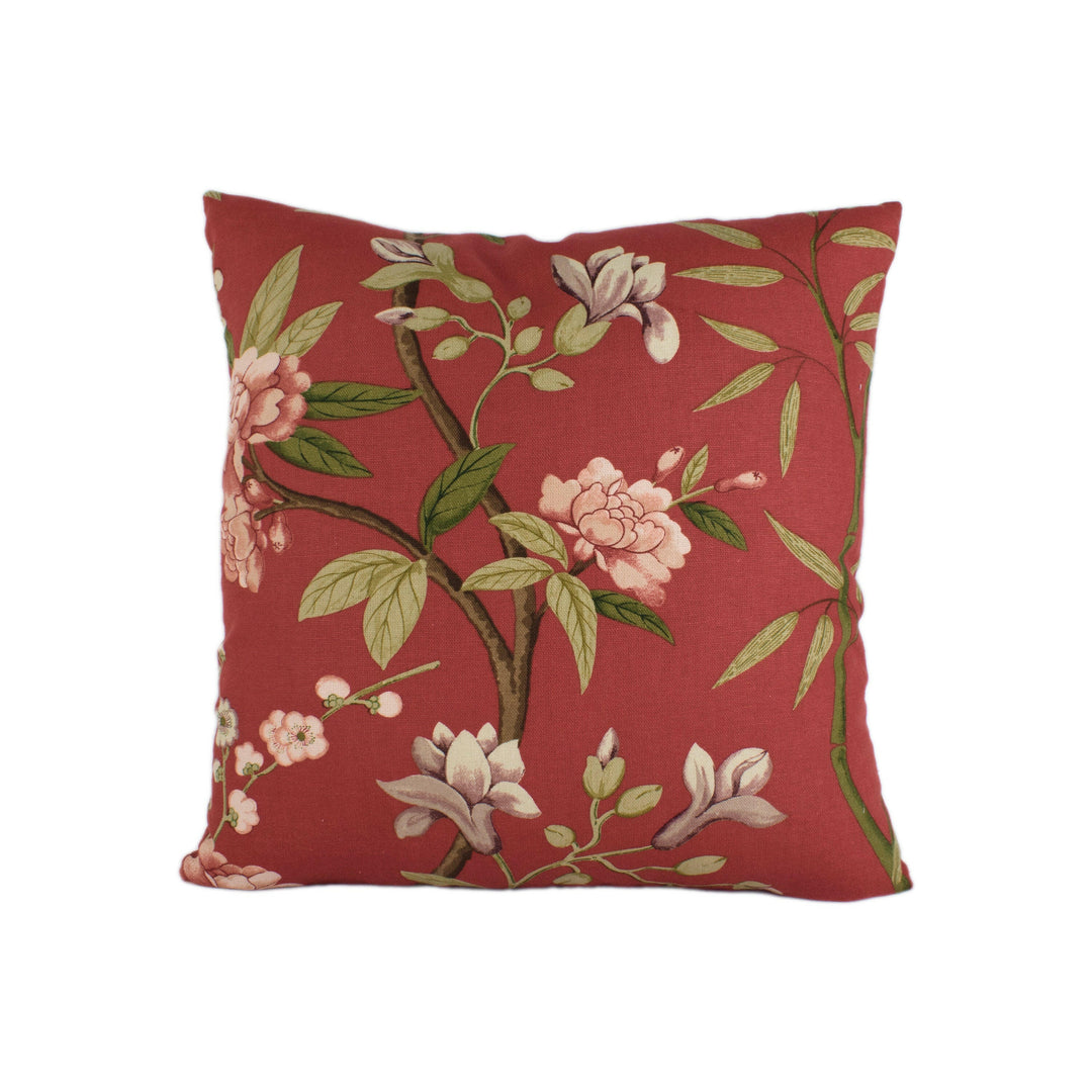 GP and J Baker - Peony &amp; Blossom - Red / Moss - Stunning Designer Cushion Cover Home Decor Throw Pillow.