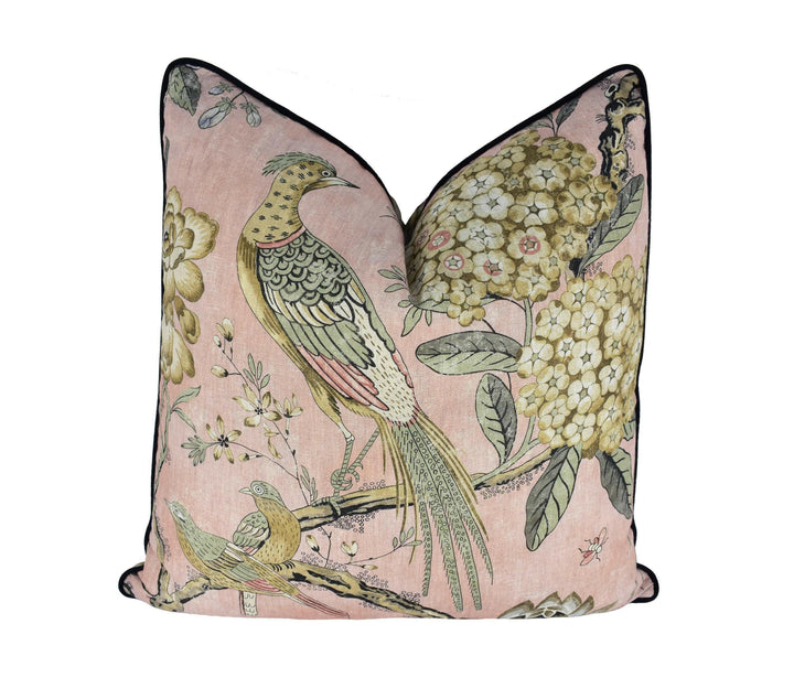 Anna French x Thibaut - Villeneuve - Blush - Antique Avant Garde Bird Designer Cushion Cover - Luxury Throw Pillow - Handmade Home Decor.