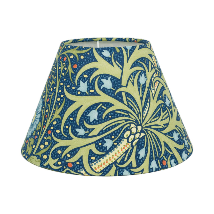 William Morris - Seaweed - Cobalt / Thyme - Coolie Lampshade - Conical Ceiling Light - Art Nouveau Floral - Handmade Designer Home Décor.
