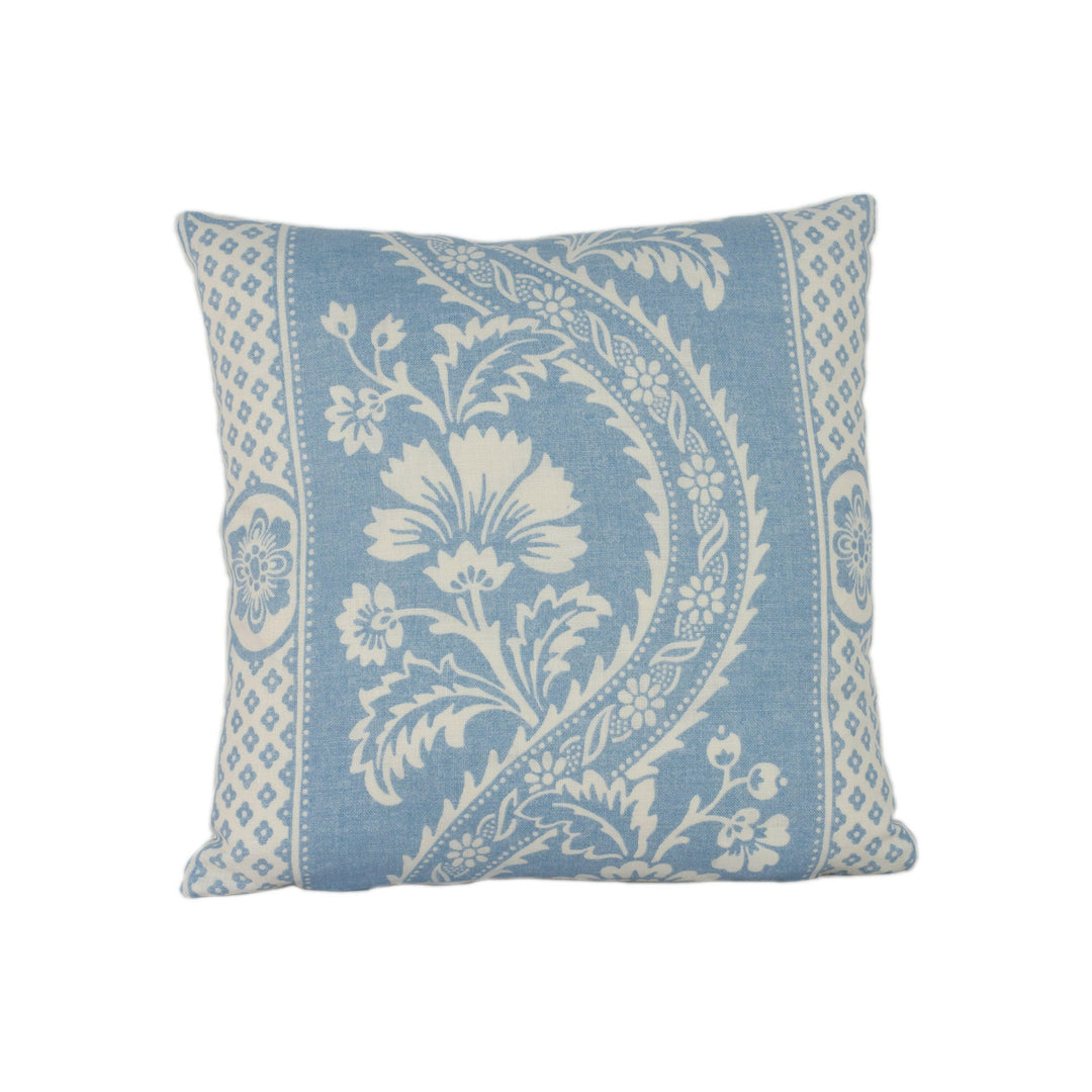 Schumacher - Versailles - Blue - Romantic Botanical & Ogee Striped Designer Cushion Cover - Handmade Throw Pillow - Luxury Home Decor.