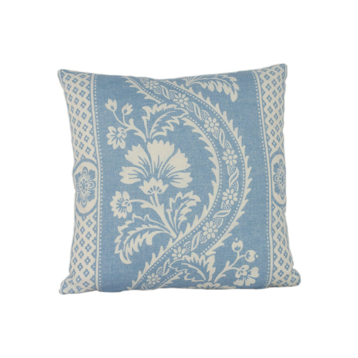 Schumacher - Versailles - Blue - Romantic Botanical & Ogee Striped Designer Cushion Cover - Handmade Throw Pillow - Luxury Home Decor.