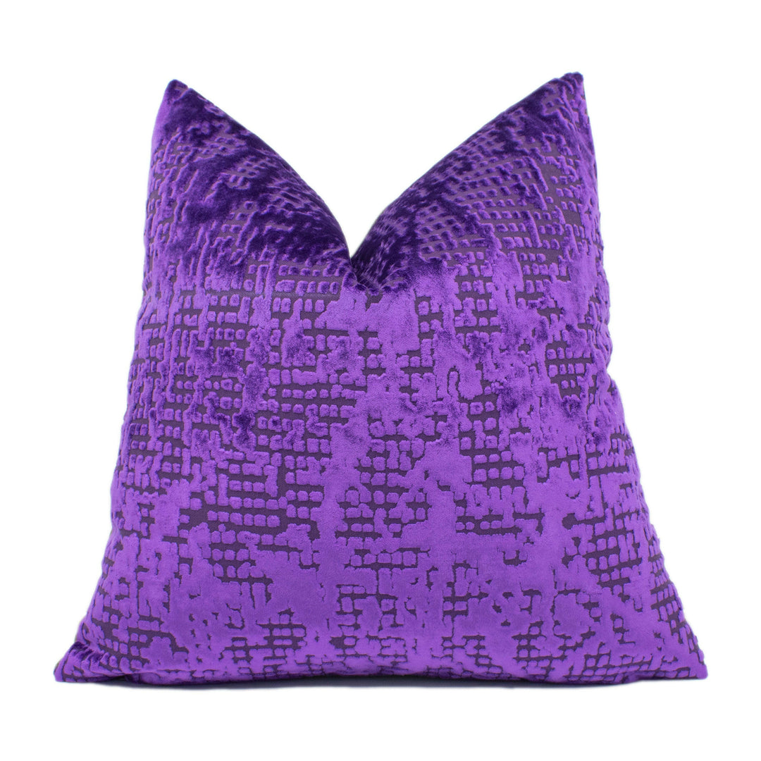 Designers Guild - Boratti - Purple - Funky Modern Abstract Geometric Velvet Cushion Cover - Handmade Throw Pillow - Designer Home Décor.