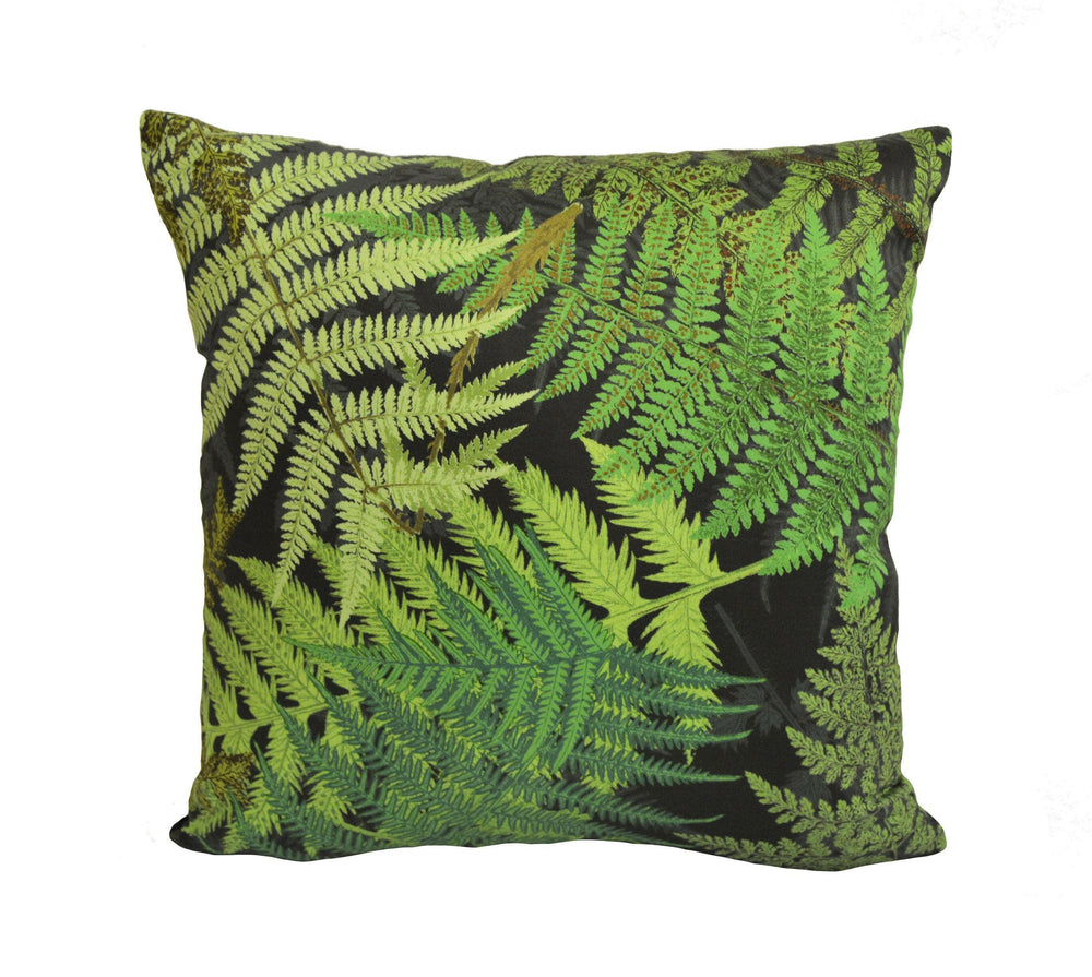 Schumacher - Fernarium - Green & Black - Imaginative Fern Fronds Designer Cushion Cover - Handmade Throw Pillow - Luxury Home Decor.