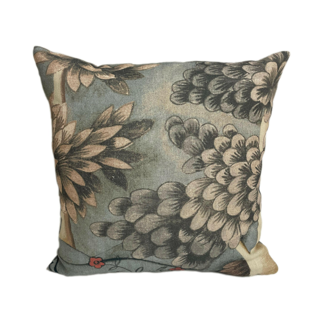 Zoffany - Verdure - Lead Blue - Lush Pastoral Landscape Cushion Cover - Handmade Throw Pillow Designer Home Decor.
