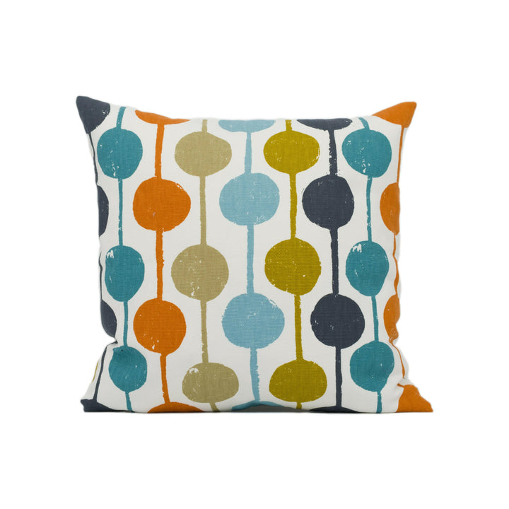 Scion - Taimi - Sulphur / Tangerine / Kingfisher - Cheerful Circles and Stripes Cushion Cover - Handmade Throw Pillow Designer Home Décor.
