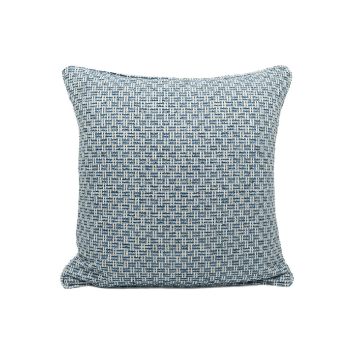 Clarke & Clarke - Tecido - Denim - Chic Piped Small Scale Basket Weave Cushion Cover - Handmade Throw Pillow - Designer Home Décor.