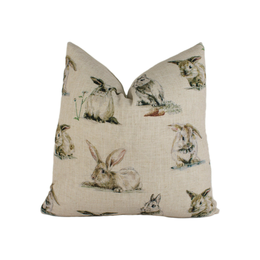 Clarke & Clarke x Studio G - Rabbits - Linen - Stunning Designer Cushion Cover Home Décor Throw Pillow.