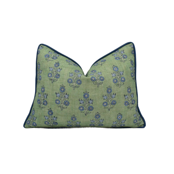 GP & J Baker - Poppy Sprig - Green / Blue - Versatile Indian Inspired Floral Cushion Cover - Luxury Throw Pillow - Designer Home Décor.