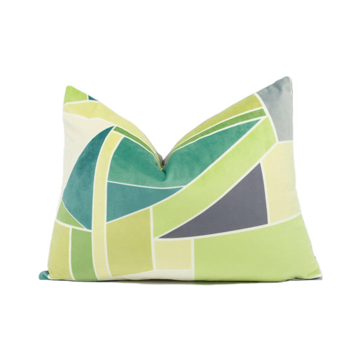 Scion - Beton - Kiwi - Funky Bright Geometric Modern Velvet Cushion Cover - Handmade Throw Pillow - Designer Home Décor.