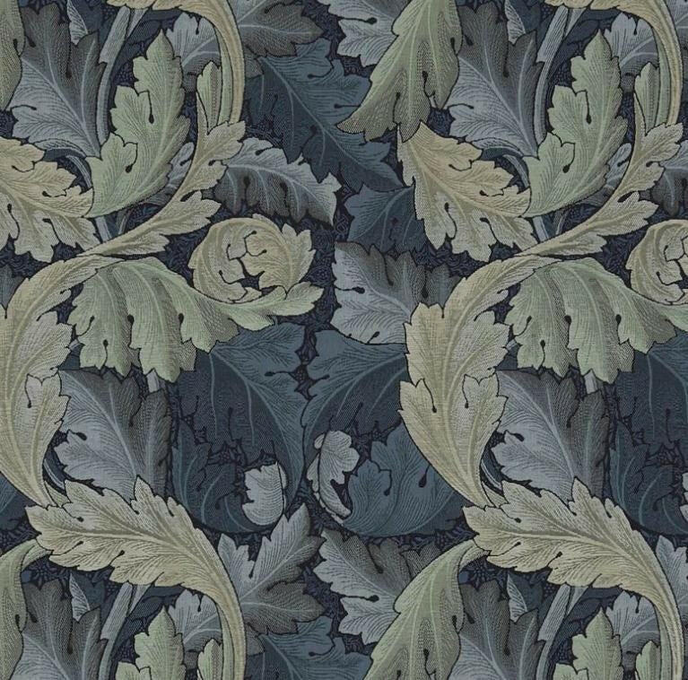William Morris - Acanthus Tapestry - Indigo / Mineral - Luxury Woven Designer Cushion - Blue Thick Leaves Tapestry Pillow Cover - Classic.