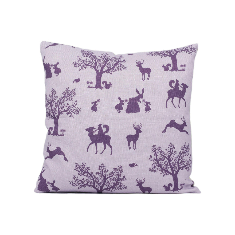 Hibou Home - Enchanted Wood - Lilac / Aubergine - Whimsical Fairy Tale Motif Cushion Cover - Handmade Throw Pillow - Designer Home Décor.