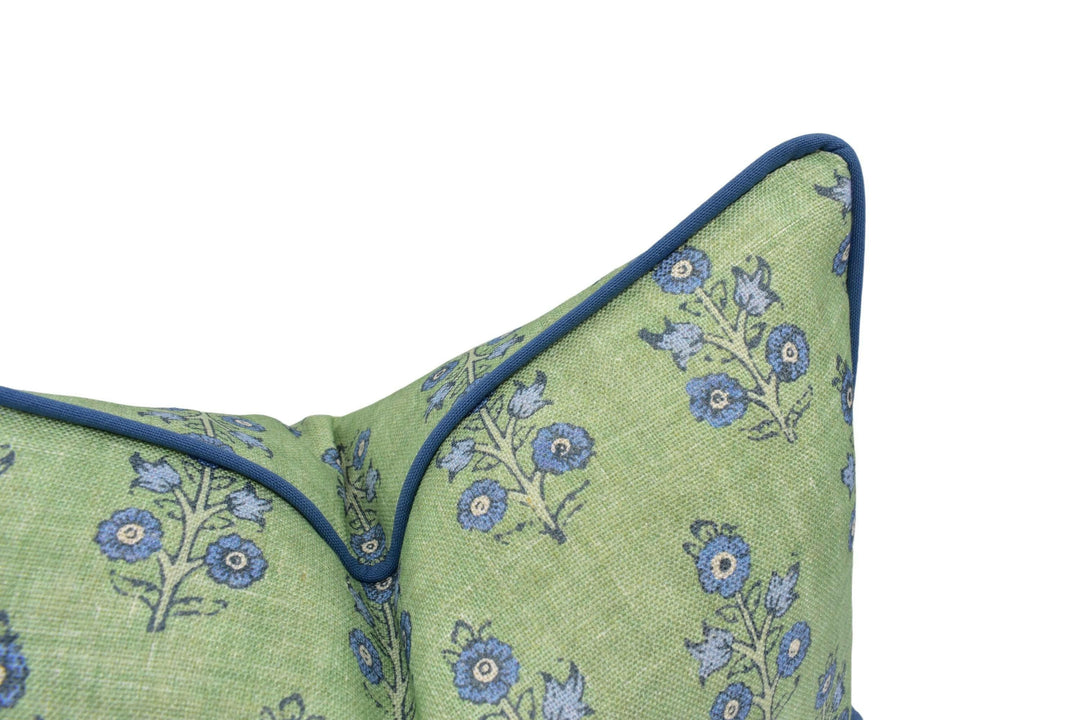 GP & J Baker - Poppy Sprig - Green / Blue - Versatile Indian Inspired Floral Cushion Cover - Luxury Throw Pillow - Designer Home Décor.