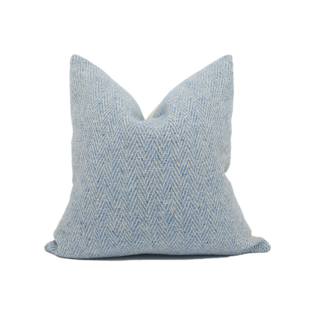 Zoffany - Banyan - Soft Blue - Rustic Chunky-Knit Herringbone Weave Cushion Cover - Handmade Throw Pillow - Designer Home Décor.