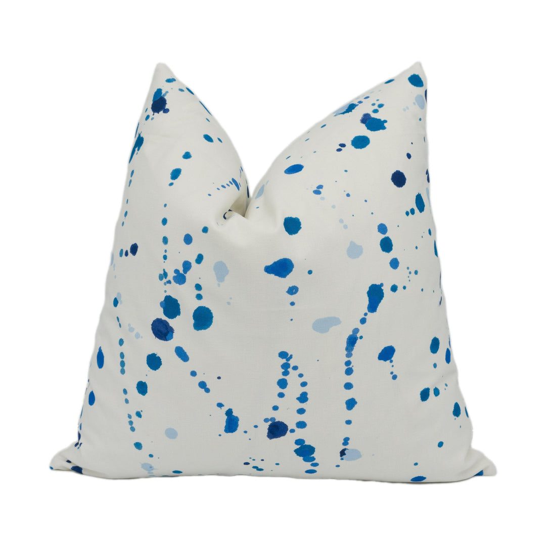 Porter Teleo for Schumacher - Ink Splash - Blue - Abstract Painterly Designer Cushion Cover - Handmade Throw Pillow - Luxury Home Decor.