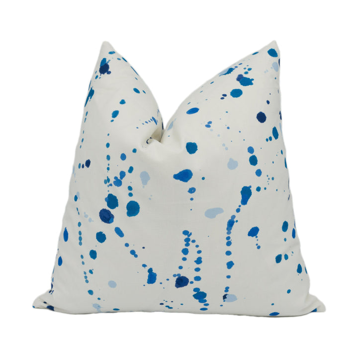 Porter Teleo for Schumacher - Ink Splash - Blue - Abstract Painterly Designer Cushion Cover - Handmade Throw Pillow - Luxury Home Decor.