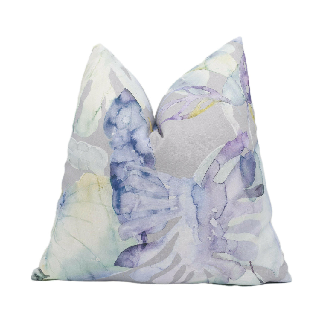 Voyage - Salvador - Violet - Watercolour Botanical Monstera Leaf Cushion Cover - Handmade Throw Pillow Designer Home Decor.