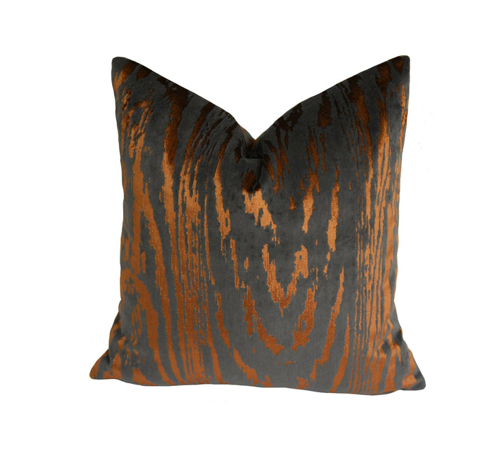 Kai - Marva - Copper - Mesmerising Metallic Plush Cut Velvet Designer Cushion Cover - Luxury Throw Pillow - Handmade Home Decor.