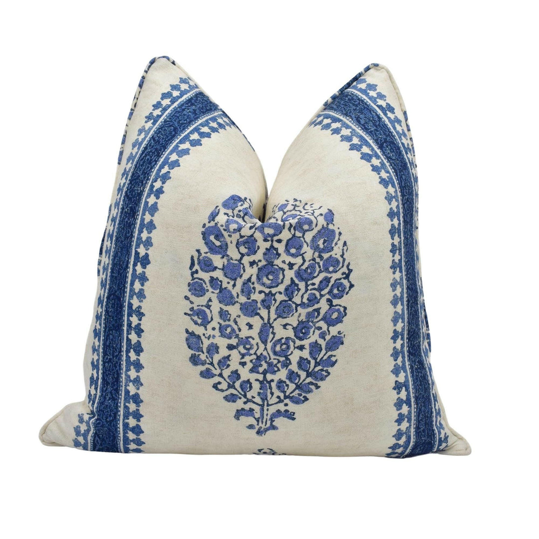Thibaut - Chappana - Blue and White - Indian Hindi Hand Block Print Inspired Designer Cushion Cover - Luxury Throw Pillow - Handmade Home.