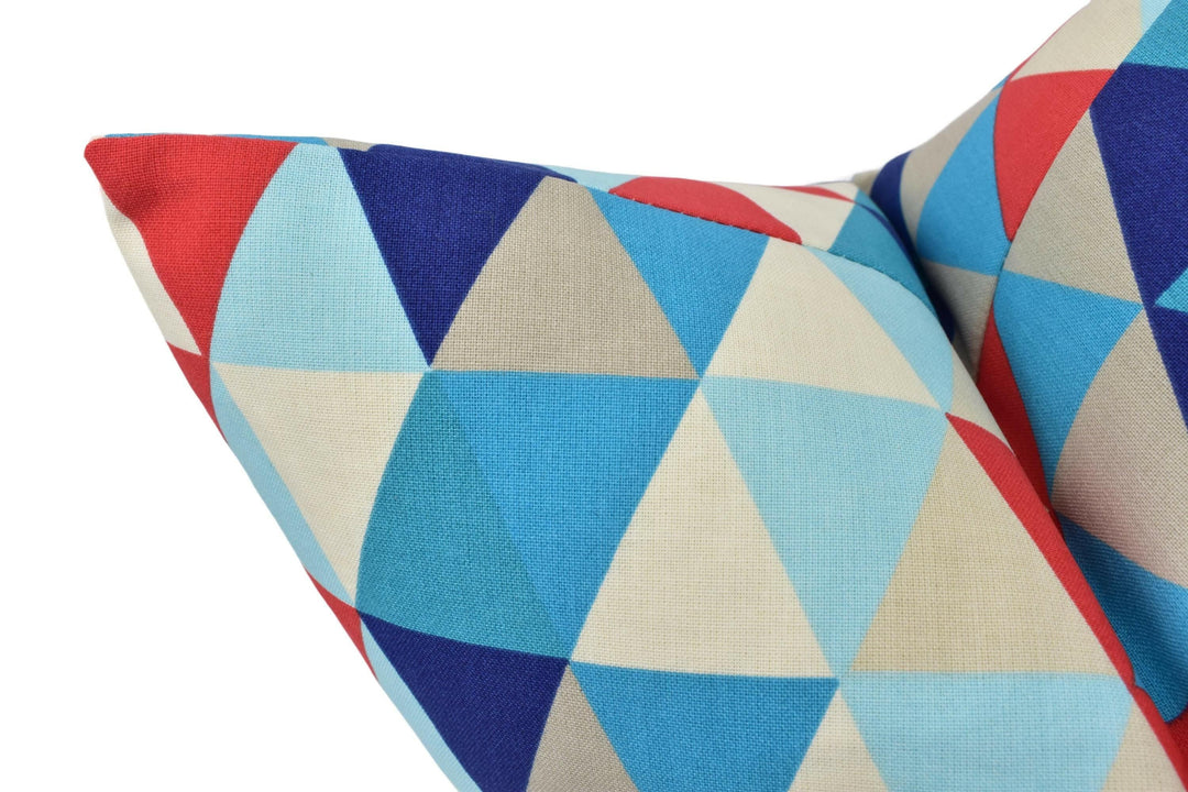 Harlequin - Kaleidoscope - Blue / Multi - Funky Bold Geometric Designer Cushion Cover - Stylish Triangle Throw Pillow - Handmade Home Decor.